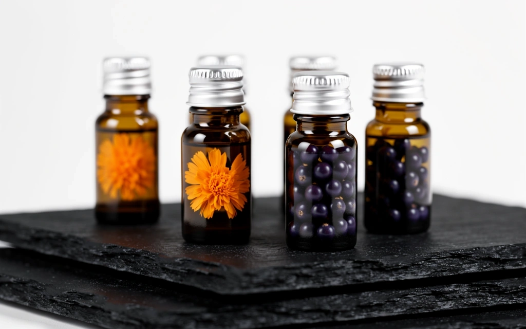 Natural eye care ingredient samples